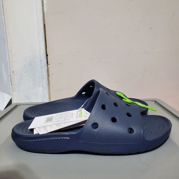 Classic Crocs Unisex Slides Navy Waterproof Men 5 /Womens 7 206121-410 New - Picture 2 of 10